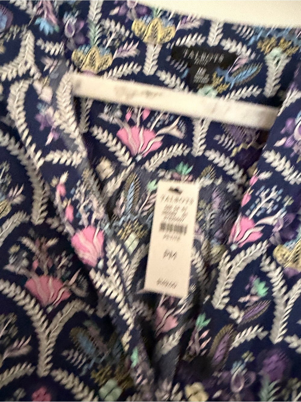 NWT Talbots floral geometric Printed navy Tie-Waist Dress - sz Petite Med - Picture 9 of 9